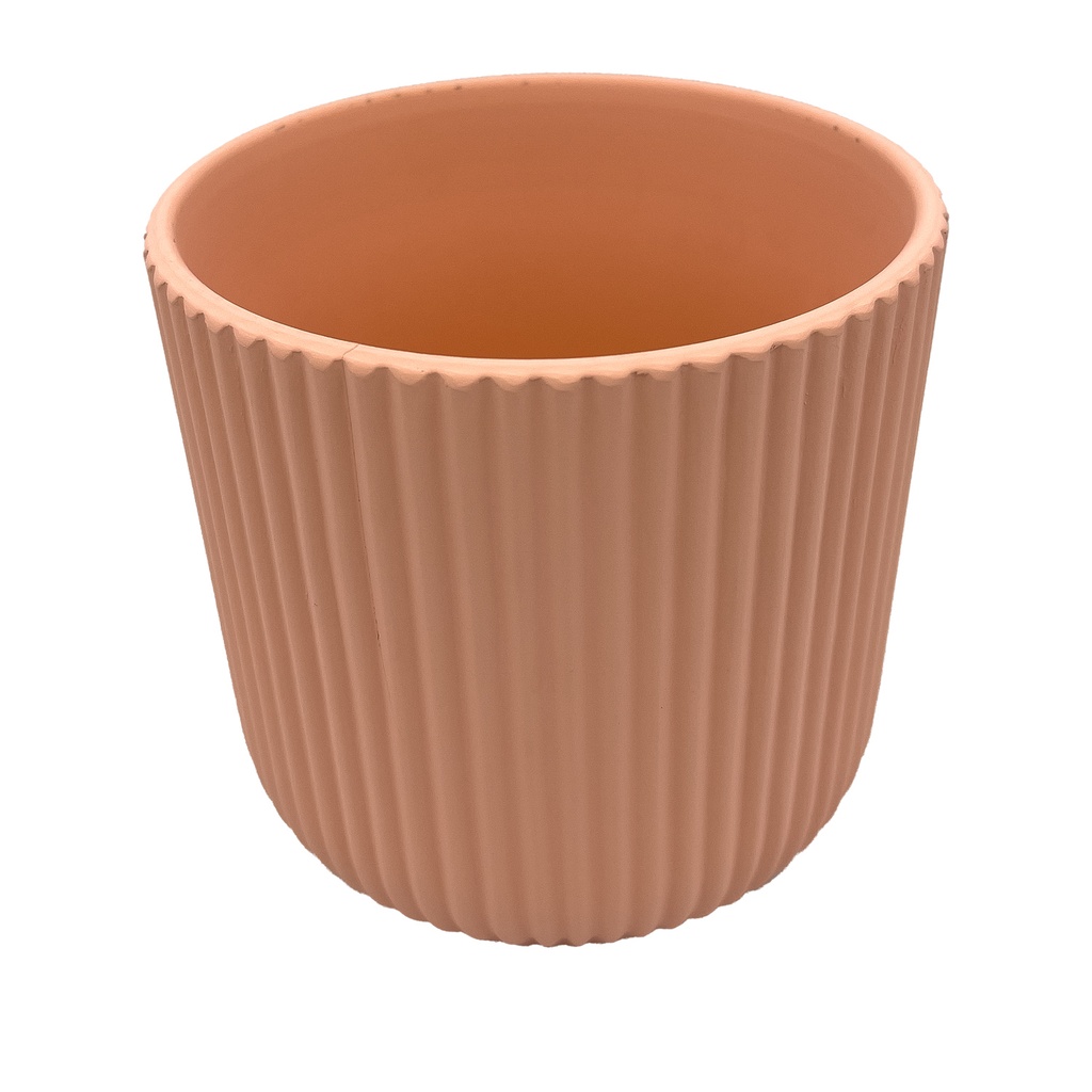 Macetero ranurado rosa pálido 14cm